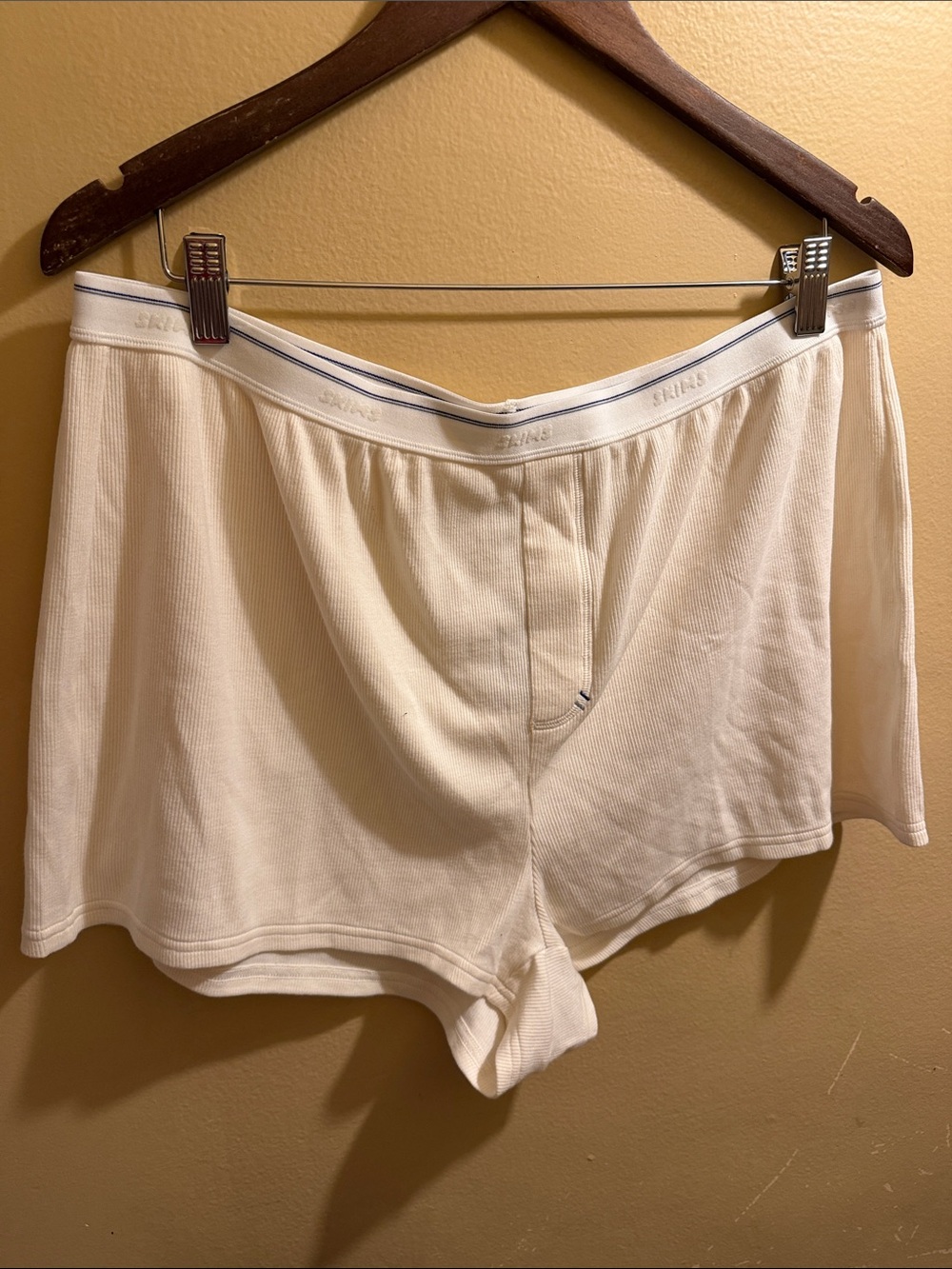 Skims White Ribbed Lounge Shorts
